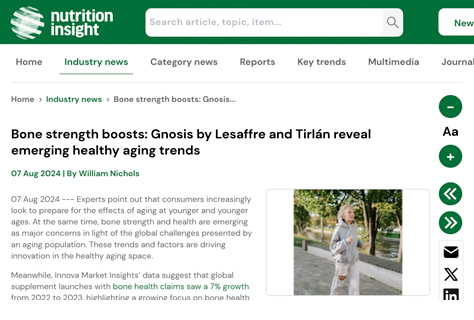 Bone strength boosts: Gnosis by Lesaffre and Tirlán reveal emerging healthy aging trends