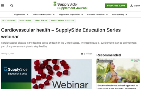 Cardiovascular health – SupplySide Education Series webinar